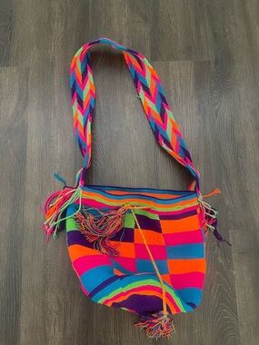 Handwoven Multicolor Crossbody Bag - Vibrant Rainbow Shoulder Bag